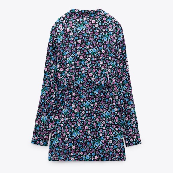 SOLD: ZARA SHORT SATIN EFFECT DRESS. Floral Print - Picture 6 of 8